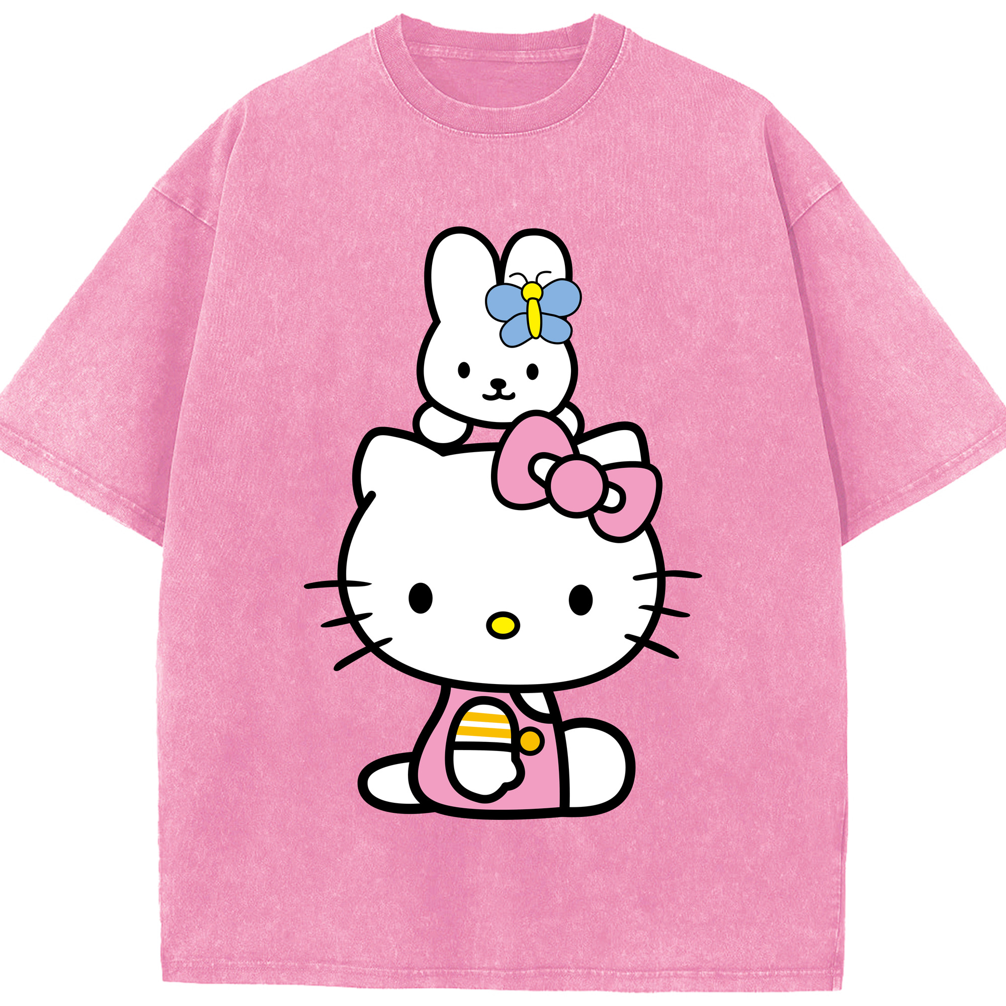 （画像用） Hello Kitty ハローキティ 綿100% ヴィンテージ風 半袖Tシャツ（フロントプリント）